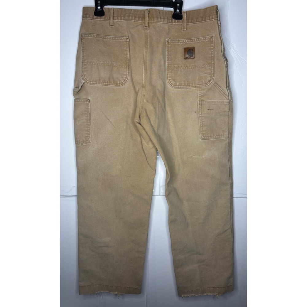 Carhartt‎ B11 BRN Mens 38x34 Tan Duck Canvas Carpenter Work Pants USA Union